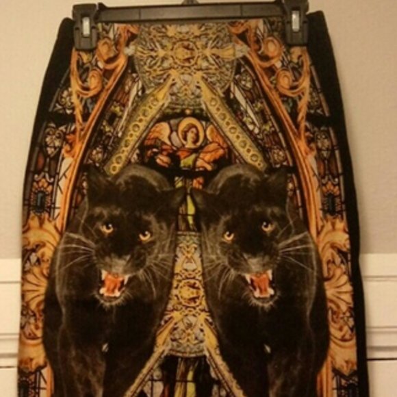 NWOT Fifth Degree USA In Vein Panther Cotton Printed Midi Pencil Skirt - Picture 2 of 5